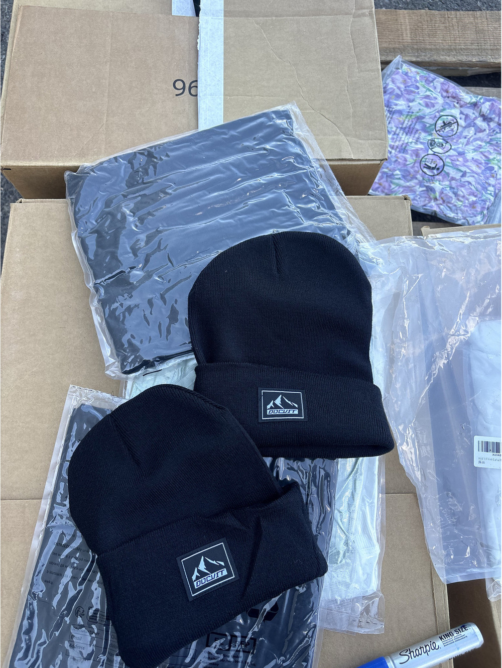 2-Pack Ducovitt Black Cuffed Beanie Hat Mountain Logo Winter Warm Knit New
